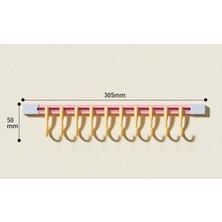 NW NessiWorld 10 Kancalı Raylı Mutfak ve Banyo Düzenleyici Askı 30 cm