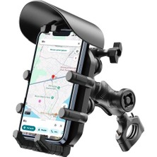 Uravas Store Gidon Bağlantılı Güneş ve Yağmur Korumalı 360° Derece Ayarlanabilir Motosiklet Bisiklet Telefon Tutucu
