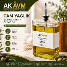 Ak Avm Cam Yağdanlık Çift Kapaklı Damlatmaz Zeytinyağı ve Sirkelik Şişesi