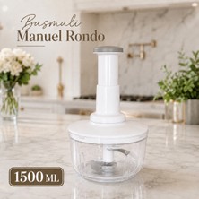 1500 ml Basmalı Manuel Rondo El Rondosu 3 Bıçaklı Pratik Sebze Doğrayıcı Çok Amaçlı Mutfak Doğrayıcısı Sariva Home