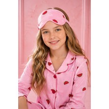 Enie Kız Çocuk Pamuklu Karpuz Desenli Uzun Kollu Pijama Takımı + Göz Bandı