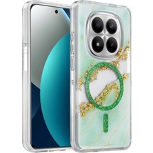 TKÇ Onegif Xiaomi Redmi Note 15 4g Lotus Simli Magsafe Kapak - Yeşil