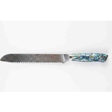Vatansever Outdoor Sanmai Damascus Çelik Abalone Sedef Saplı Özel Tasarım Profesyonel Şef ve Ekmek Bıçağı - 55 cm
