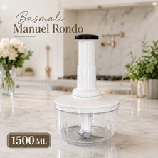1500 ml Basmalı Manuel Rondo El Rondosu 3 Bıçaklı Pratik Sebze Doğrayıcı Çok Amaçlı Mutfak Doğrayıcısı Sariva Home