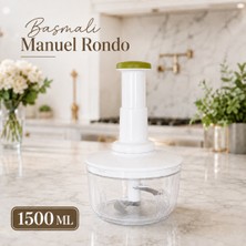 1500 ml Basmalı Manuel Rondo El Rondosu 3 Bıçaklı Pratik Sebze Doğrayıcı Çok Amaçlı Mutfak Doğrayıcısı Sariva Home