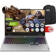 Lenovo Loq 15AHP10 Amd Ryzen 7 250 RTX5060 100W 16GB Ram 512GB SSD 15.6" Fhd IPS 144Hz W11 83JG008UTR Taşınabilir Bilgisayar