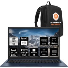 Asus Vivobook 15 Intel Core 7 150U 24GB 512GB SSD 15.6" Fhd W11P Taşınabilir Bilgisayar & Per4 Çanta X1504VABQ5456P352