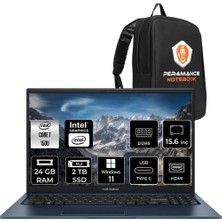 Asus Vivobook 15 Core 7 150U Notebook 24GB Ram 2tb SSD 15.6" Fhd WIN11 Pro + Per4 Çanta X1504VABQ5456P354