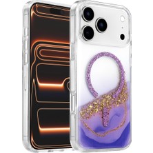 TKÇ Onegif Apple Iphone 17 Pro Max Lotus Simli Magsafe Kapak - Mor