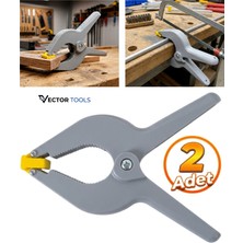Vector Tools 2'li Yaylı Mandal Tipi Büyük Plastik Marangoz Hobi Işkencesi Kıskaç Mandal Işkence 22.5 cm