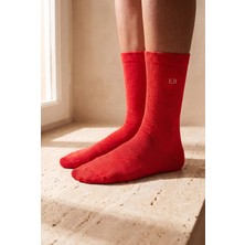 Bony Socks Unisex K&b Nakışlı Soket Çorap Kırmızı