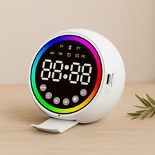 İyisi Var Mini Bluetooth Hoparlör Dijital Saat & Alarm USB Şarjlı Işıklı 5W