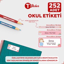 Bir Tasarım Sevimli Kız 252 Adet Kişiye Özel Okul Etiketi