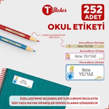 Bir Tasarım Prenses 252 Adet Kişiye Özel Okul Etiketi