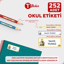Bir Tasarım Minyonlar 252 Adet Kişiye Özel Okul Etiketi