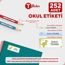 Bir Tasarım Dinozor 252 Adet Kişiye Özel Okul Etiketi