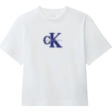 Calvin Klein Kadın / Kız Beyaz Calvin Klein Ss Boxy Seasonal Mon, Yaf, Xs Beyaz Kadın T-Shirt