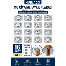 Nublado M8 Cıvatalı Mobilya Ayak Bağlantı Plakası 16’lı Set – Masa Koltuk Sehpa Ayak Montaj Aparatı