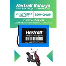 Electroll Yuki Yk-17 Orion Uyumlu Batarya (Ultra Yüksek Kapasite) Lifepo4 60V 24AH Elektrikli Motosiklet Bataryası