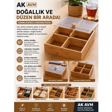 Ak Avm Bambu Bölmeli Sunumluk 4'lü Çerezlik Sosluk Tatlılık Kase Seti