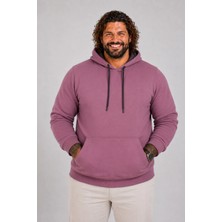 Moc Grande Mocgrande Büyük Beden Erkek Basic Sweat Kapüşonlu 11700 Eflatun