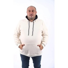 Moc Grande Mocgrande Büyük Beden Erkek Basic Sweat Kapüşonlu 11700 Bej Melanj