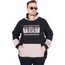 Moc Grande Mocgrande Büyük Beden Kapüşonlu Sweat Double Face Trust 25701 Sıyah