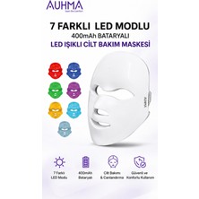 Azurtech Auhma Ahb-08 7 Renk LED Işıklı Cilt Bakım Maskesi 400MAH Şarjlı Fototerapi Yüz Maskesi
