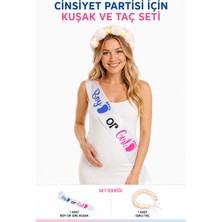 Deha Parti Cinsiyet Partisi Kuşak ve Taç Seti Boy Or Girl Kuşak Işıklı Çiçekli Taç