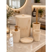 Onedekor 5 Parça Lüx Laduree Alessa Krem Gold  Banyo Seti
