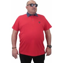 Moc Grande Mocgrande Büyük Beden Polo Kot Yaka Tişört 23420 Kırmızı