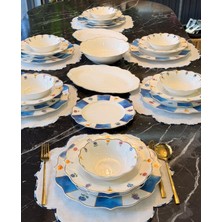 Onedekor 24 Parça 6 Kişilik Lavinya Blue Porselen Yemek Takımı