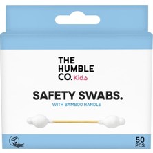 AyrStore The Humble Co. Cotton Swabs Kids Safety Swabs 50 Pcs Çocuklar Için Emniyetli Kulak Çubuğu Beyaz,
