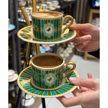 Carmen Soft 2 Kişilik Green Bird Double Kahve Fincanı