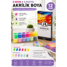 ArtMaster Neon ve Pastel Akrilik Boya 12 Renk 1 Paket Monalisa 22 ml 12 Li Akrilik Boya Resim Dersi Tuval Ahşap Taş Boya Seti