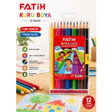 ArtMaster 12 Li Kuru Boya Kalemi Plastik Kutu 1 Paket Fatih 12 Renk Kuruboya Tam Boy Renkli Kalem Kolay Açılabilir Canlı Renk
