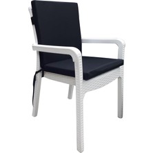 AyrStore Mer-Tim Bahçe Balkon Salon Siyah Sandalye Minderi (Arkalıklı)