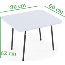 AyrStore Exent 60X80 cm Kamp Masası, Piknik, Bahçe Balkon Plaj Masası Katlanır Masa-Beyaz