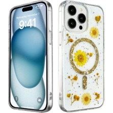 Uravas Store Iphone 15 Pro Max Kılıf Daisy Simli Magsafe Kapak - Gold