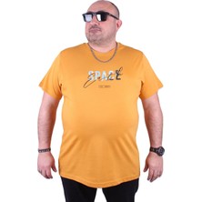 Moc Grande Mocgrande Büyük Beden Erkek Sıfır Yaka Tişört Space 23123 Hardal