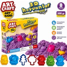BURADABULDUN Art Craft Art Sand 3D Hayvanlar Kinetik Oyun Kumu 500 gr 8 Parça Kalıplı Set