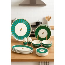 Onedekor Green Bird 23 Parça Porselen Kahvaltı Takımı  Gold