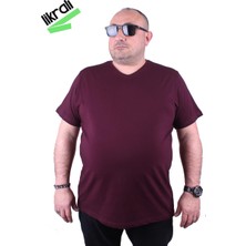 Moc Grande Mocgrande Erkek Büyük Beden Likralı Basic V Yaka Tişört 11170 Murdum