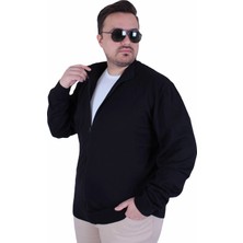 Moc Grande Fermuarlı Hırka 23754 Siyah %50 Pamuk %50 Akrilik Uzun Kol Günlük Kullanım İçin