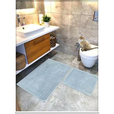 AyrStore Cottoncrafty %100 Pamuk Dokuma Su Emici Banyo Paspas Seti, Banyo Halısı Vera 2 Li Set 60X100-60X50