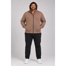 Moc Grande Mocgrande Büyük Beden Basic Mevsimlik Fermuarlı Sweatshirt 22750 Taba