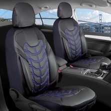Şahinler Oto Aksesuar Dacia Duster 2017-2021 Full Deri Oto Koltuk Kılıfı Ön Arka Set Siyah Nakış Mavi Classy Model Şhn