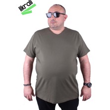 Moc Grande Mocgrande Erkek Büyük Beden Likralı Basic V Yaka Tişört 11170 Hakı