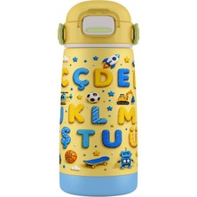Puccon 420 ml Erkek Çocuklar Için Alfabe Baskılı Çelik Matara Termos Suluk - 60017
