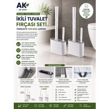 Ak Avm Ikili Tuvalet Fırçası Seti Silikon Başlıklı Hijyenik Wc Fırçası Hazneli Banyo Temizlik Seti